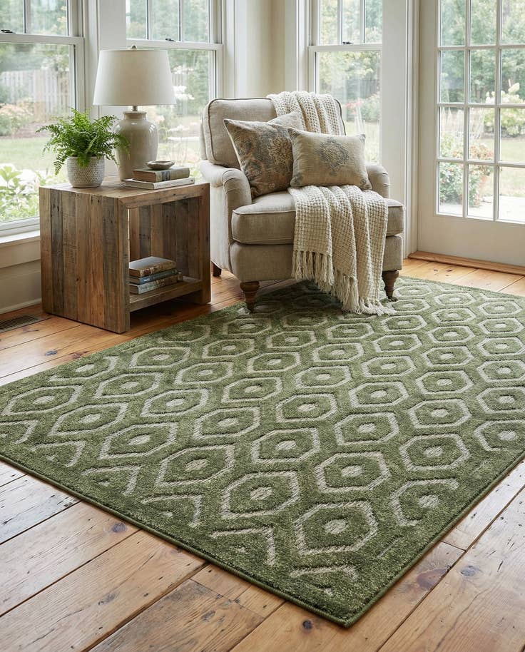 Detail image of 6' x 9' Easy-Clean Trellis Textured Indoor / Outdoor Rug
