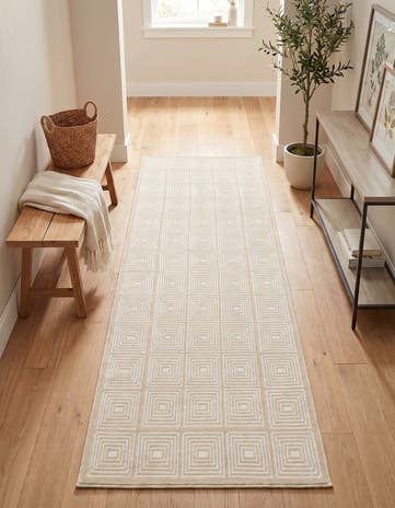 Ivory White Aakaar Runner Rug