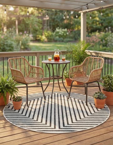 4' x 4' Easy-Clean Modern Indoor / Outdoor Round Rug