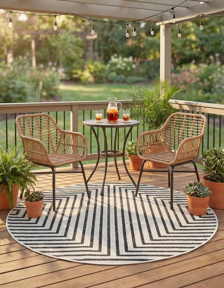 Detail image of 4' x 4'  Washable Modern Indoor / Outdoor Round Rug