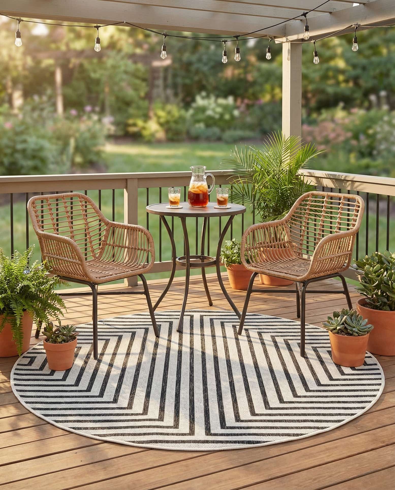 4' x 4' Easy-Clean Modern Indoor / Outdoor Round Rug