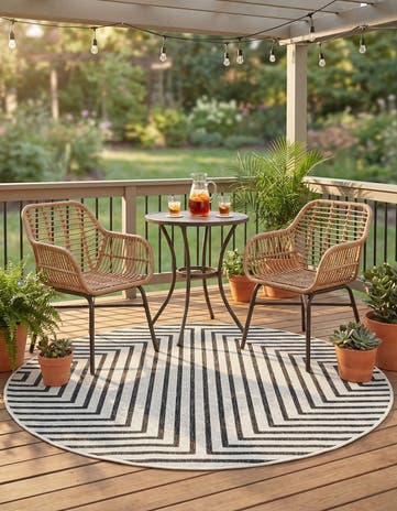 4' x 4' Easy-Clean Modern Indoor / Outdoor Round Rug