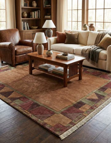 6' 9 x 7' 3 Hand Knotted Tibet Wool Square Rug