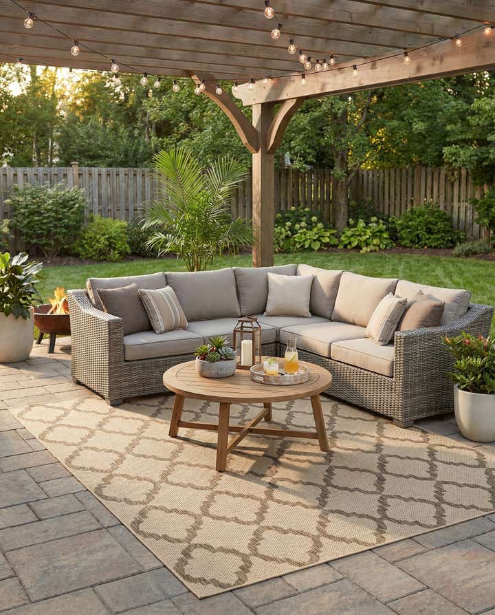 8' x 11' 4 Easy-Clean Lattice Indoor / Outdoor Rug