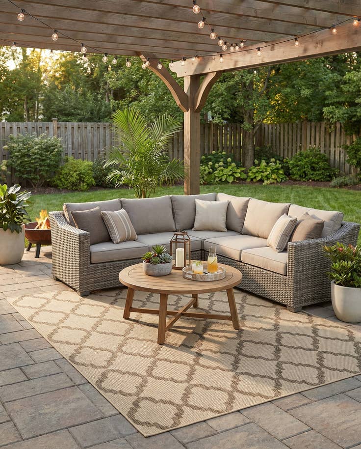 Detail image of 8' x 11' 4 Easy-Clean Trellis Indoor / Outdoor Rug