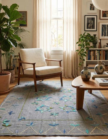 5' 9 x 7' Hand Woven Kilim Suzani Wool Rug