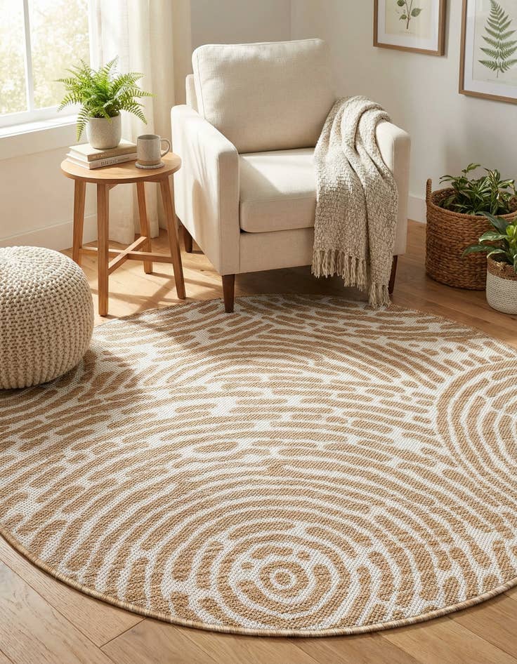 Detail image of  3' x 3'  Washable Modern Indoor / Outdoor Round Rug