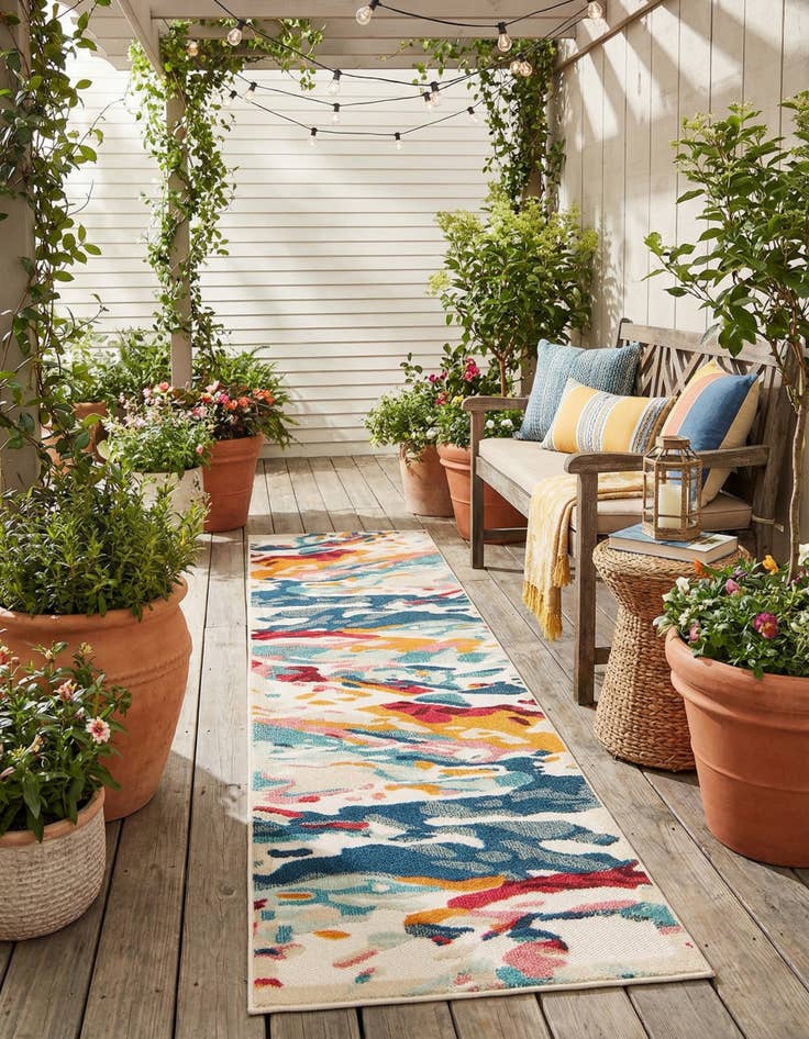 Detail image of 2' 7 x 10'  Washable Casablanca Indoor / Outdoor Runner Rug