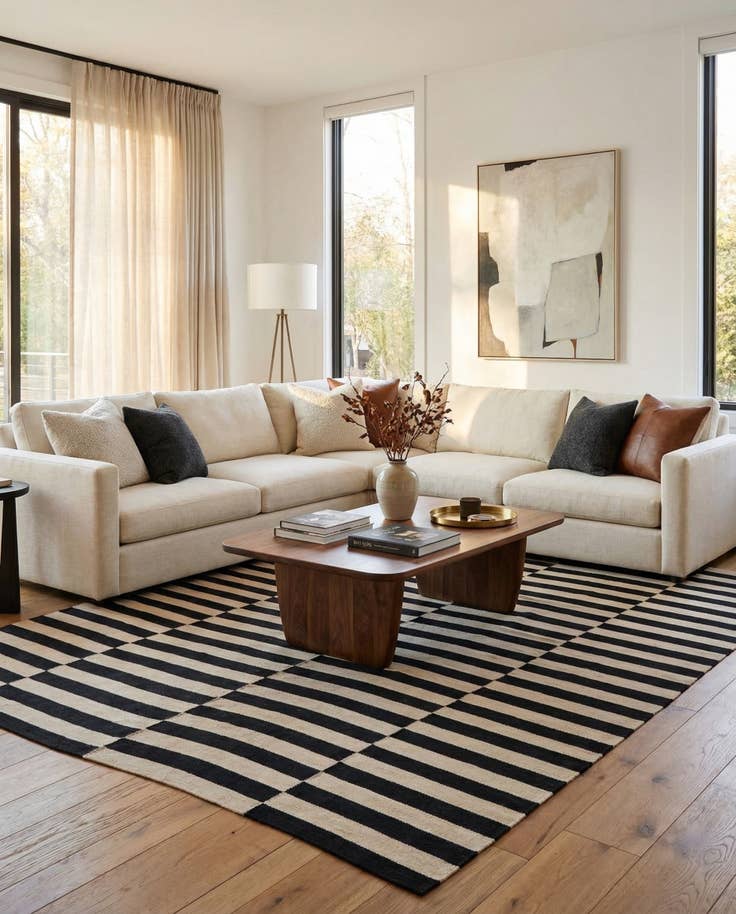 Detail image of 200cm x 285cm Hand Woven Kilim Modern Wool Rug