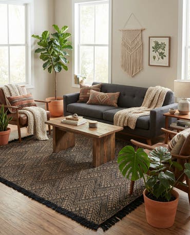  7' 10 x 7' 10  Hand Braided Jute Square Rug