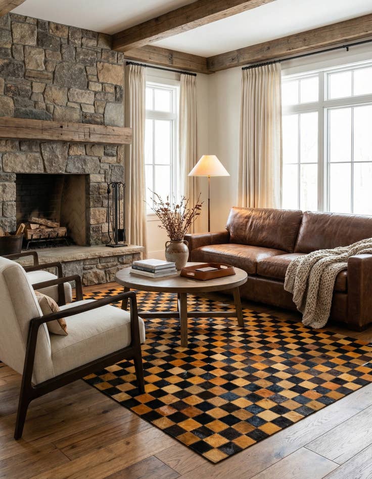 Detail image of  5' 2 x 8' 1 Cowhide - Patchwork Rug