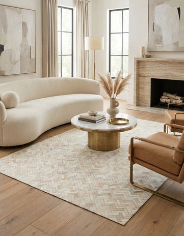 5' 3 x 7' 4 Cowhide Leather Rug