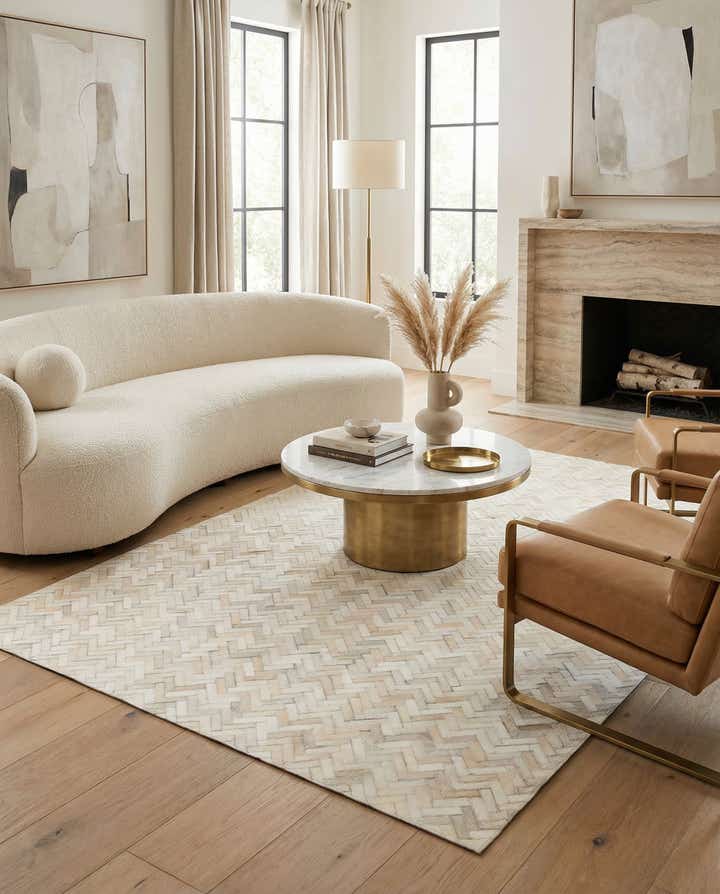 5' 3 x 7' 4 Cowhide Leather Rug