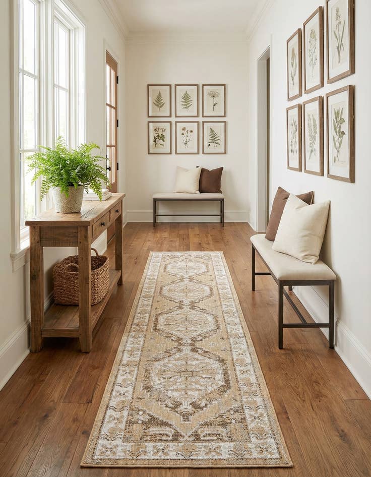 Detail image of 2' 7 x 12'  Washable Traditional Indoor / Outdoor Runner Rug