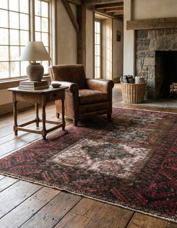 Detail image of 3' 9 x 6' 4  Hand Knotted Ultra Vintage Persian Wool Rug