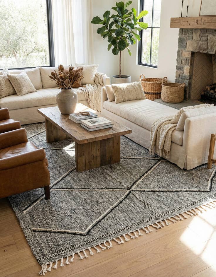 Detail image of 6' 6 x 9' 4  Hand Knotted Moroccan Wool Rug