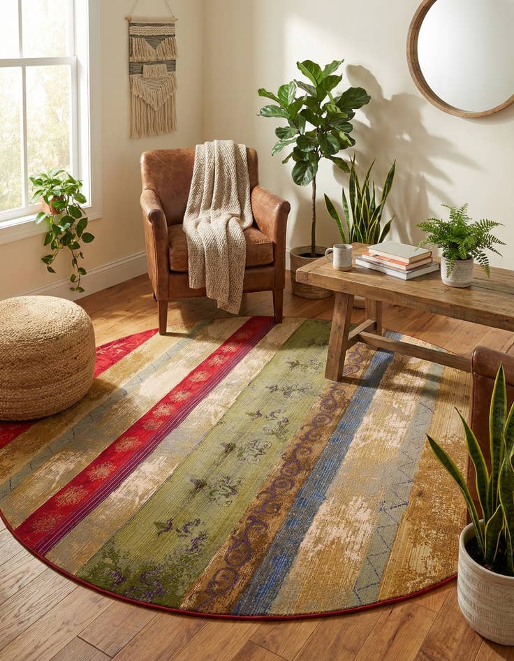 Detail image of 8' x 8' Easy-Clean Modern Indoor / Outdoor Round Rug