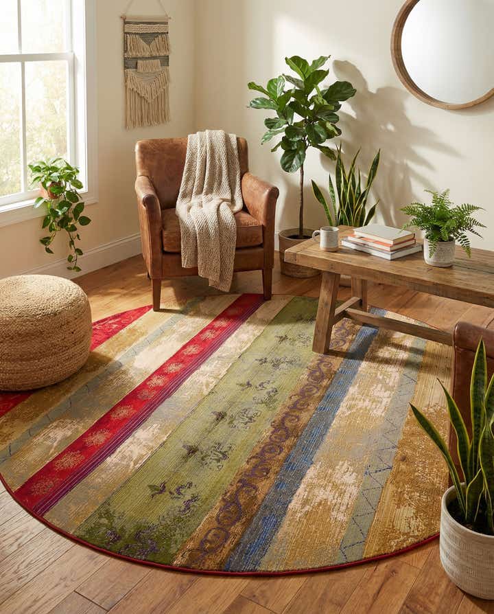 8' x 8' Easy-Clean Modern Indoor / Outdoor Round Rug