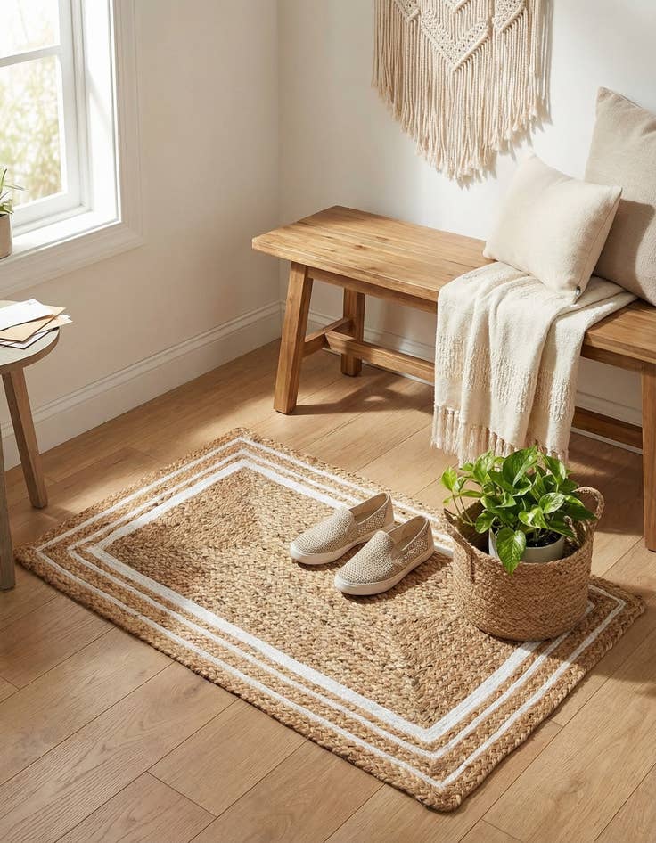 Detail image of  2' x 3' 1  Hand Braided Jute Rug