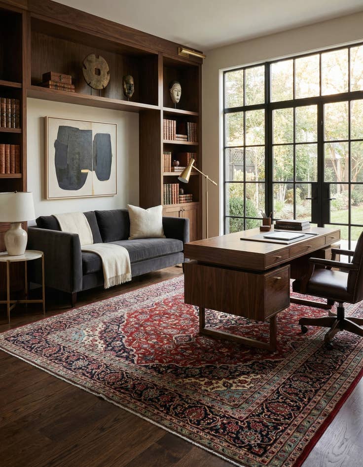 Detail image of  9' 8 x 12' 9  Hand Knotted Kashan Persian Wool Rug