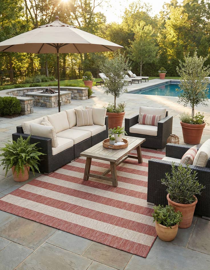 Detail image of 7' 10 x 11'  Washable Striped Indoor / Outdoor Rug