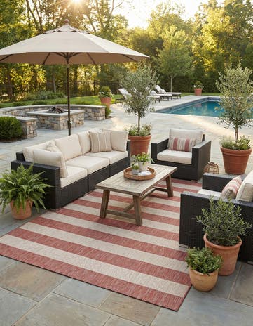 7' 10 x 11' Easy-Clean Ribbon Indoor / Outdoor Rug