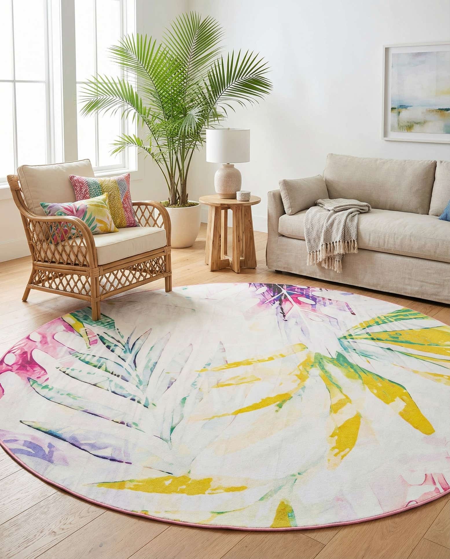 10' x 10' Easy-Clean Jill Zarin Caribbean Indoor / Outdoor Round Rug