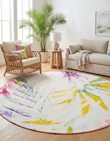 10' x 10' Easy-Clean Jill Zarin Caribbean Indoor / Outdoor Round Rug