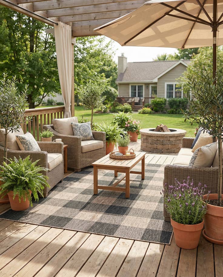 Detail image of 6' x 9' Easy-Clean Checkered Indoor / Outdoor Rug