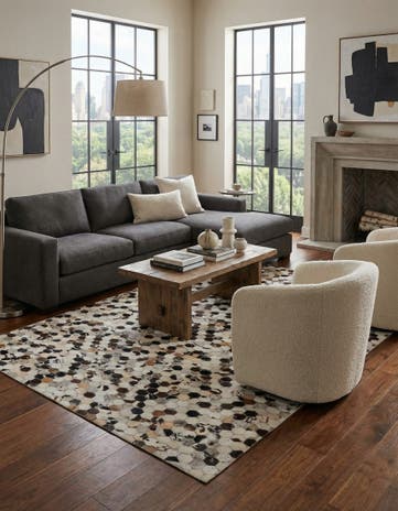 5' 1 x 8' 1 Cowhide Leather Rug
