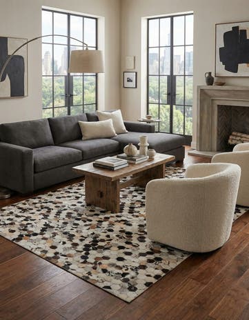 5' 1 x 8' 1 Cowhide Leather Rug
