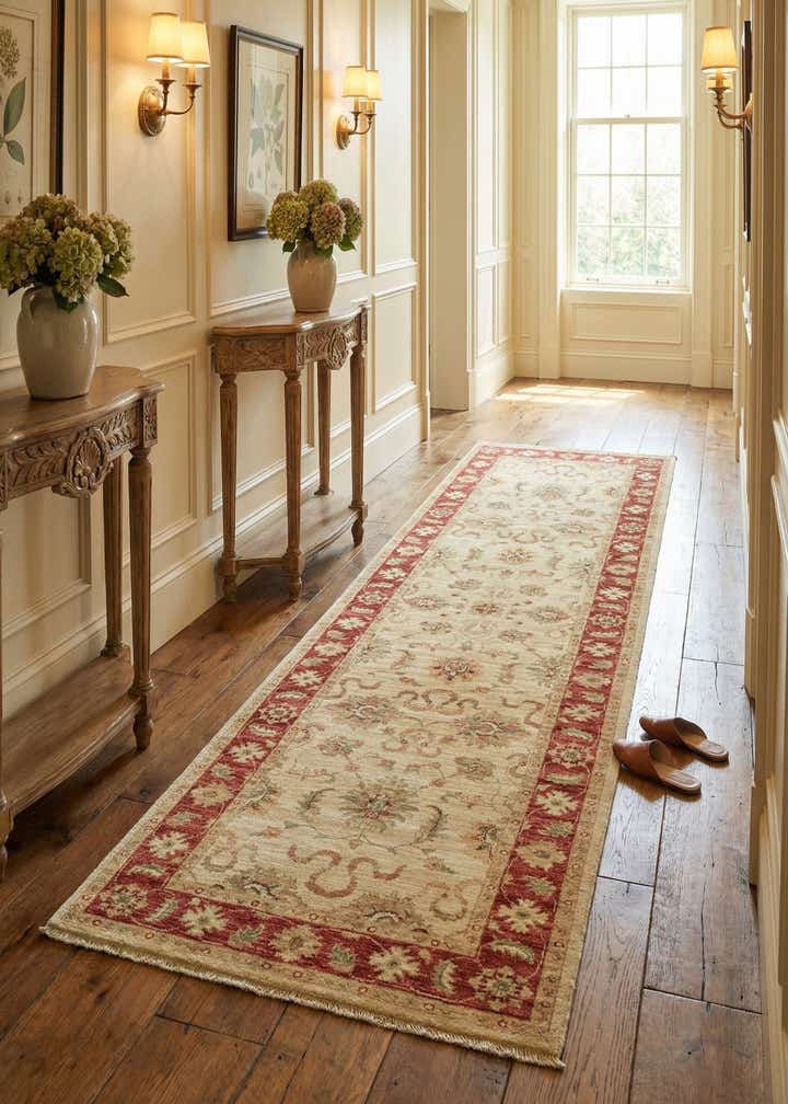 3' x 9' 7 Hand Knotted Peshawar Ziegler Runner Rug