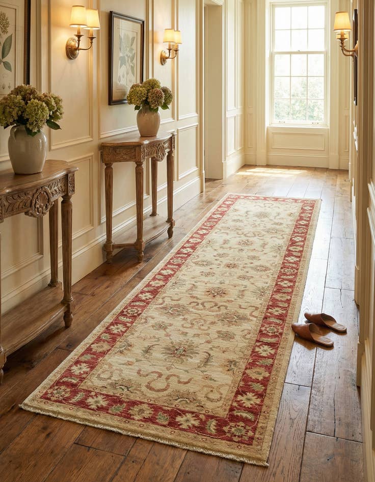 Detail image of 3' x 9' 7  Hand Knotted Peshawar Ziegler Runner Rug