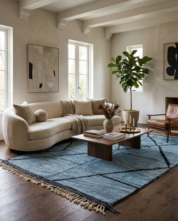 6' 5 x 10' 5 Hand Knotted Moroccan Wool Rug