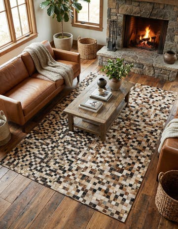 5' 1 x 8' Cowhide - Patchwork Rug