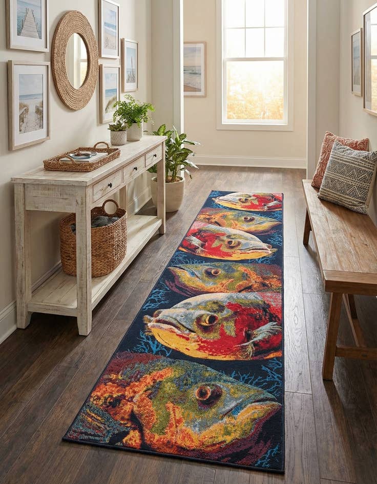 Detail image of 2' 7 x 12' Easy-Clean Coastal Indoor / Outdoor Runner Rug