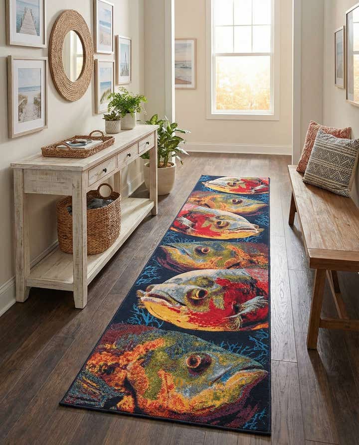 2' 7 x 12' Easy-Clean Coastal Indoor / Outdoor Runner Rug