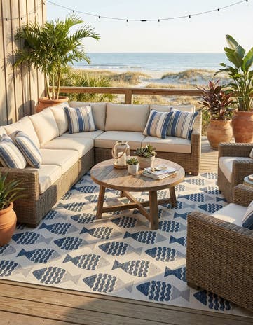 13' x 13' Easy-Clean Coastal Indoor / Outdoor Square Rug