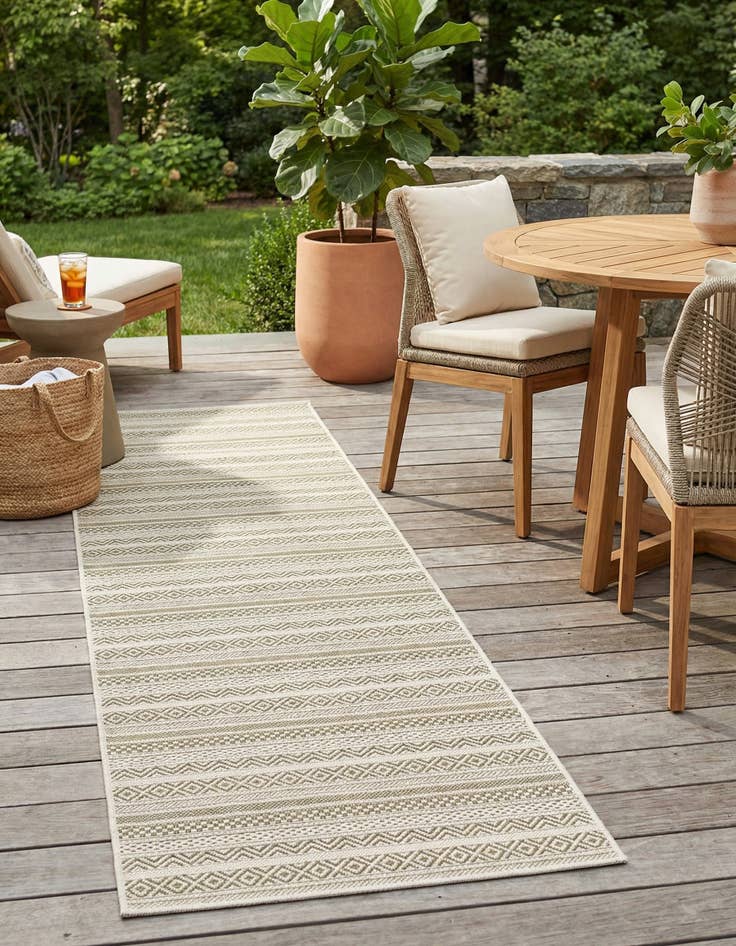 Detail image of 2' 7 x 12' Easy-Clean Striped Indoor / Outdoor Runner Rug