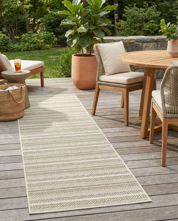 2' 7 x 12' Easy-Clean Striped Indoor / Outdoor Runner Rug