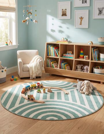 Soft Green Whimsy Kids Round Rug