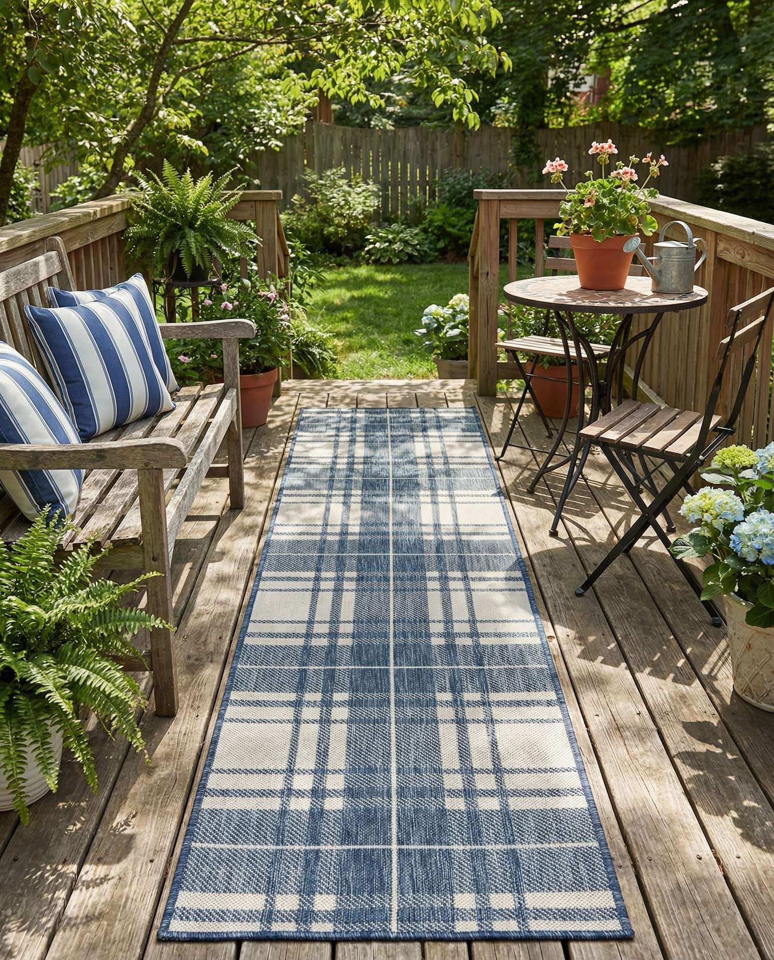 2' x 8' Easy-Clean Checkered Indoor / Outdoor Runner Rug