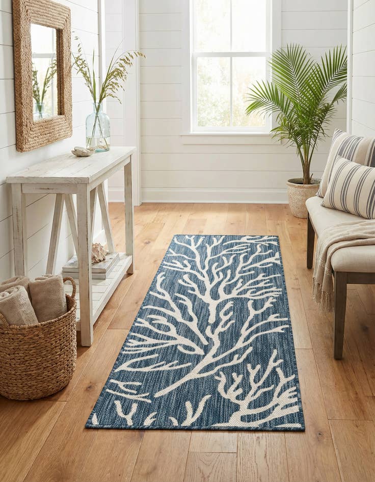 Detail image of  2' x 5' 3  Washable Coastal Indoor / Outdoor Runner Rug