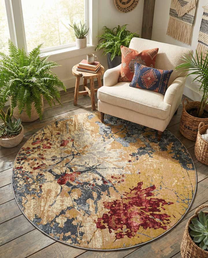 5' 3 x 5' 3 Easy-Clean Modern Indoor / Outdoor Round Rug