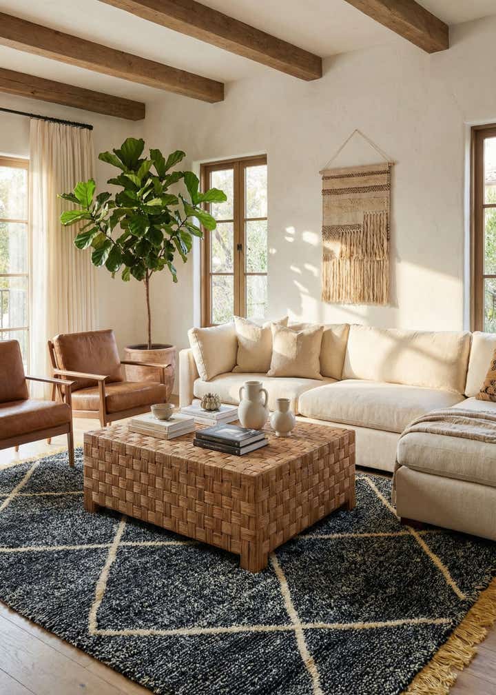 6' 7 x 9' 6 Hand Knotted Moroccan Wool Rug