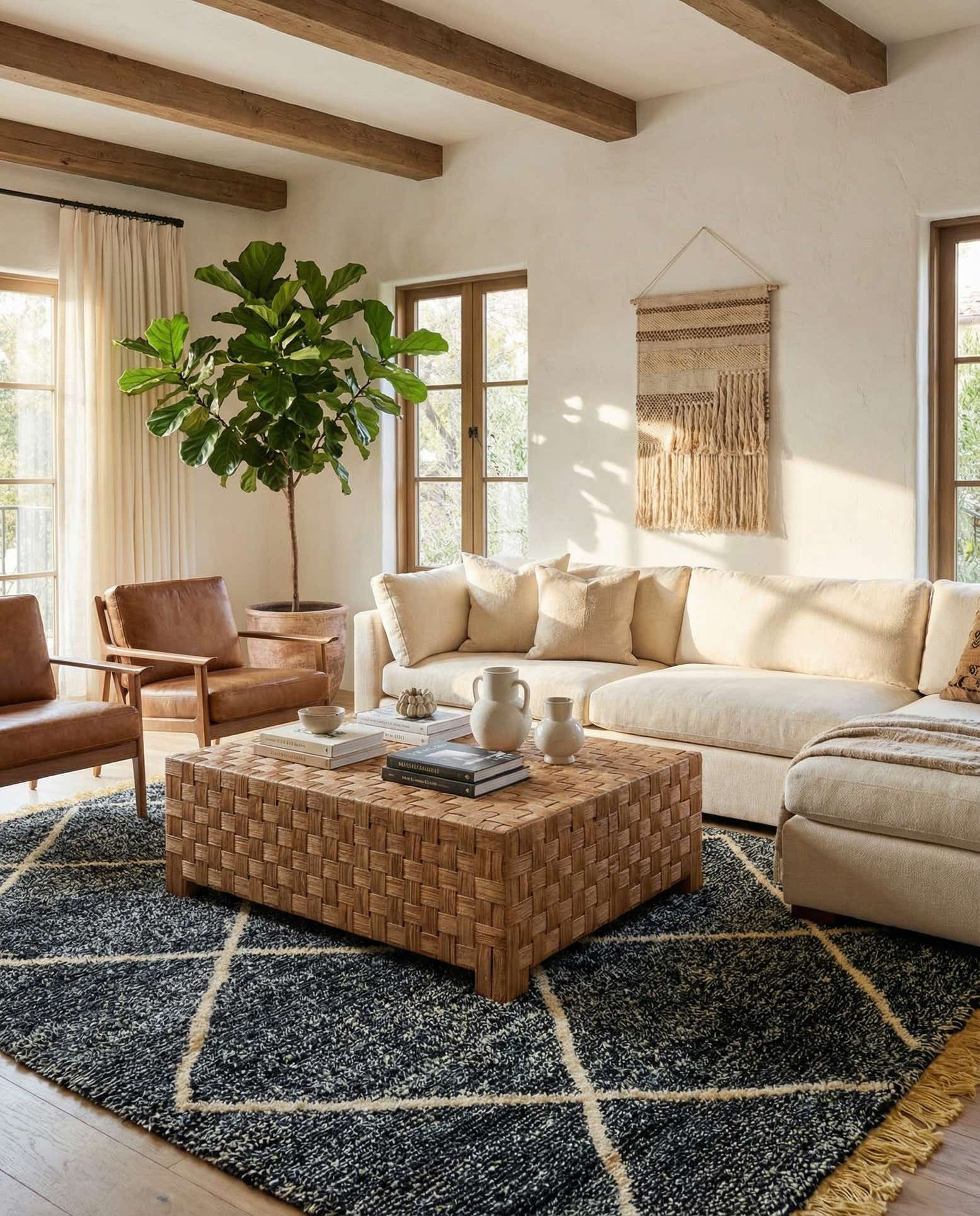 6' 7 x 9' 6 Hand Knotted Moroccan Wool Rug