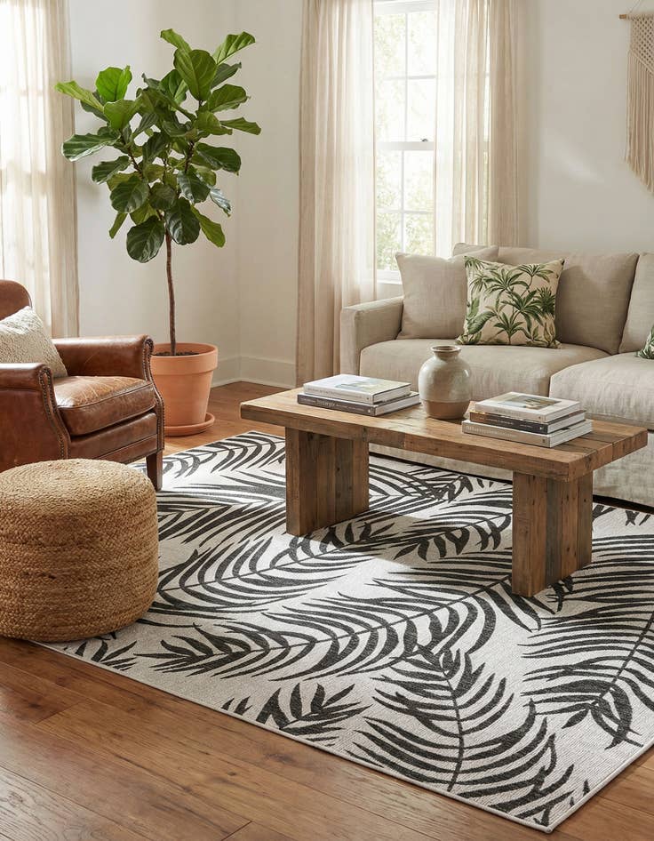 Detail image of 7' 10 x 11'  Washable Botanical Indoor / Outdoor Rug