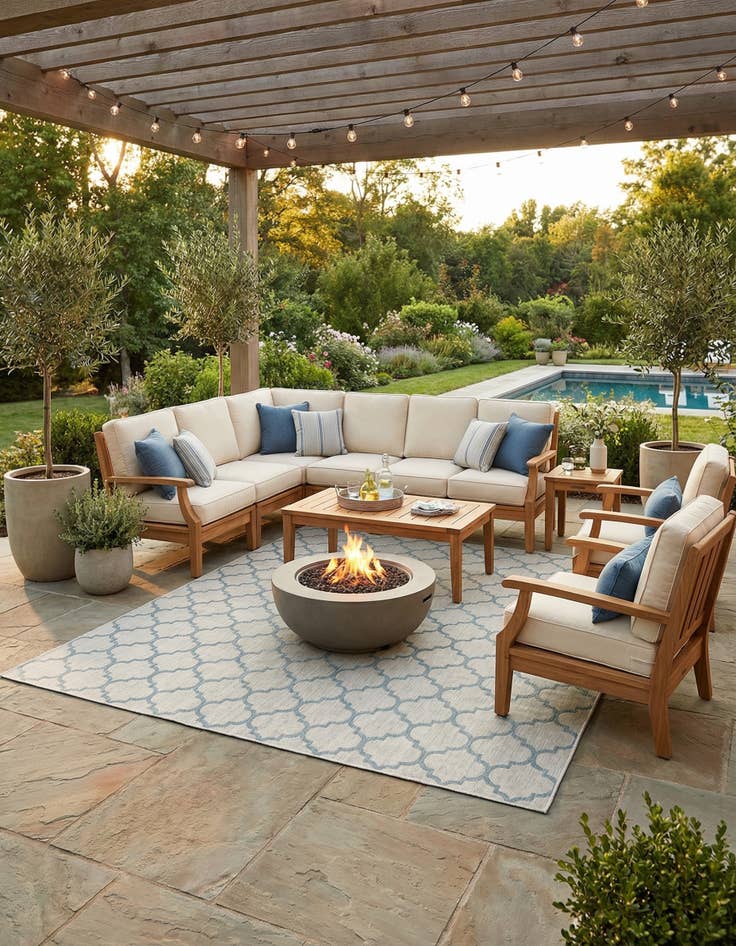 Detail image of 13' x 13'  Washable Trellis Indoor / Outdoor Square Rug