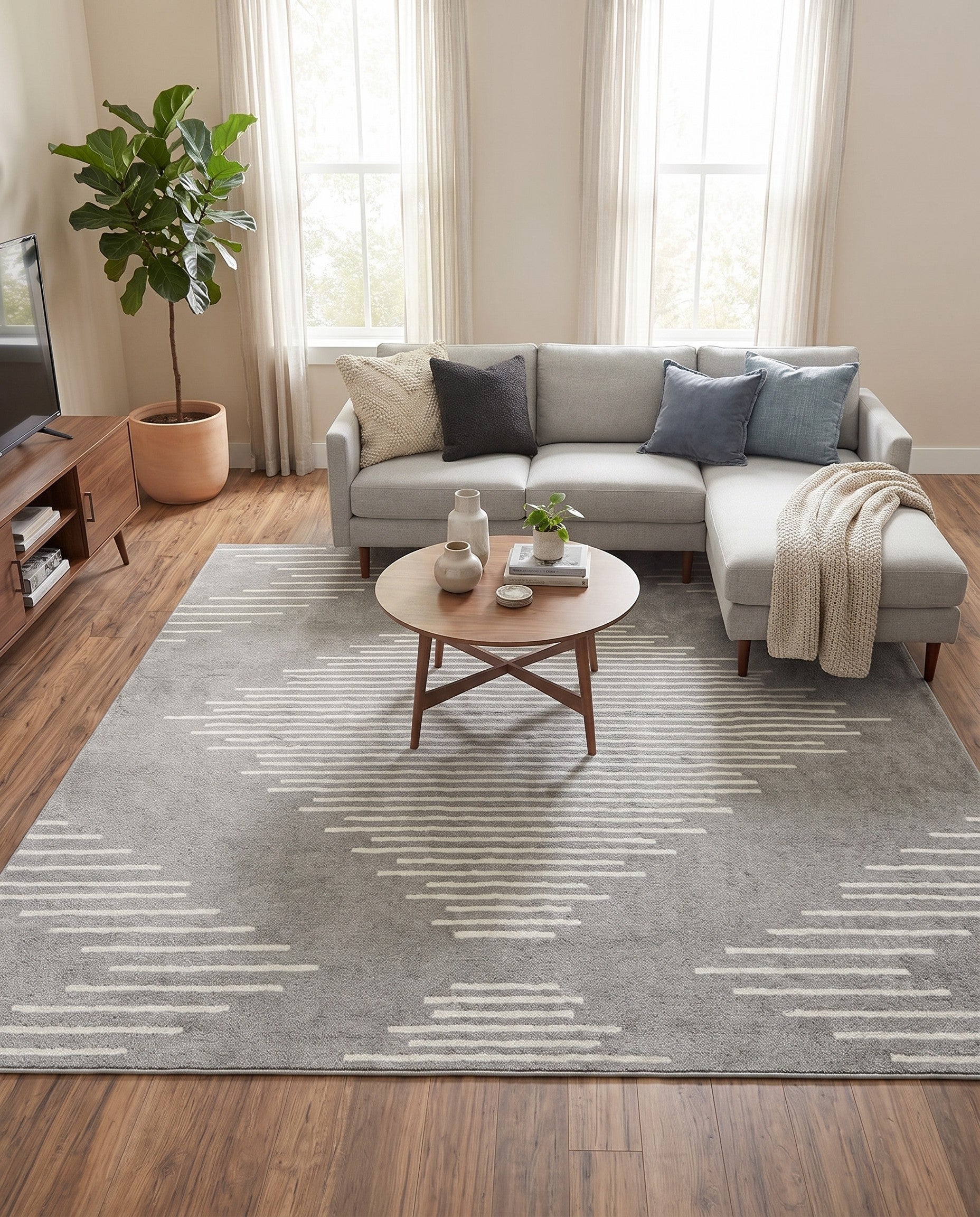 Gray and Ivory Kai Square Rug