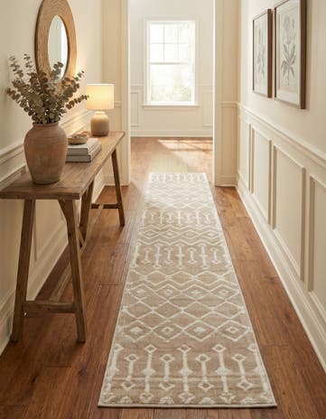 Beige Kasbah Trellis Runner Rug